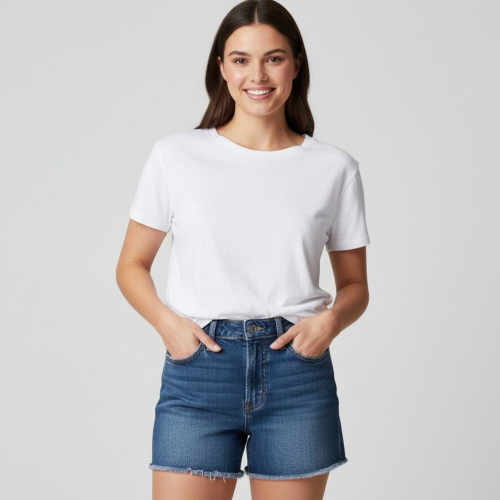 NWT Old Navy Women's Sky-Hi A-Line Jean Raw Hem Denim Shorts 10